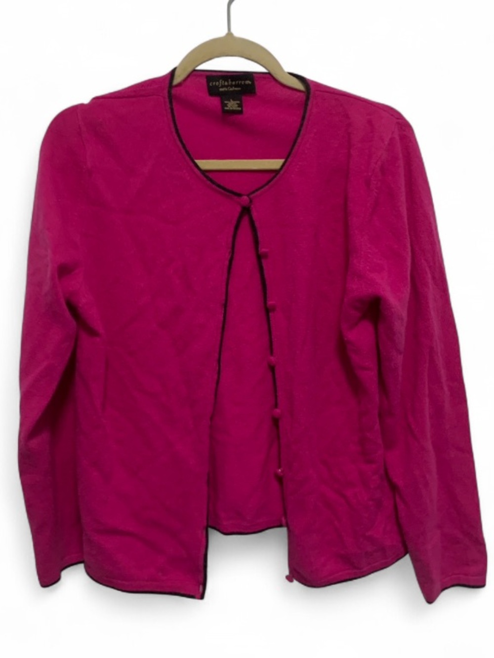 Croft and Barrow 100% Cashmere Bright Fuchsia Button-Front Cardigan Sweater
